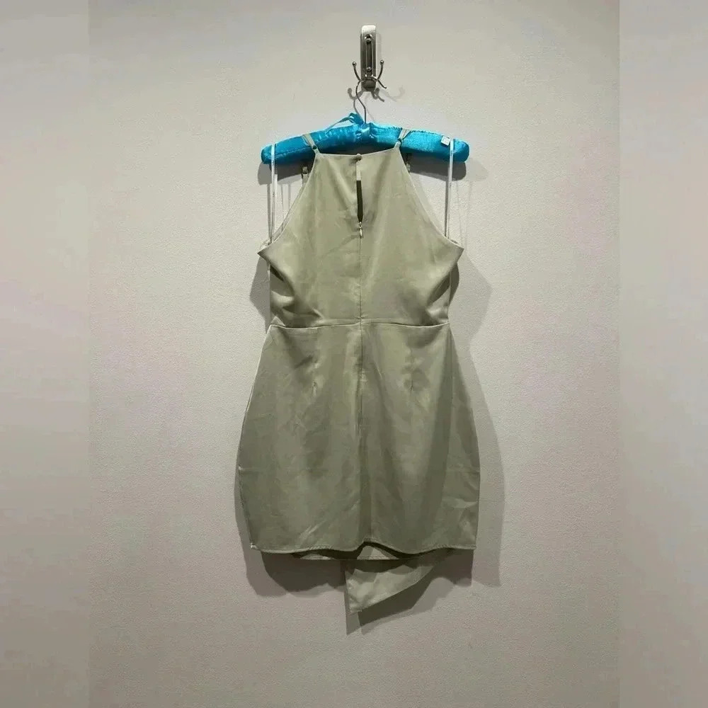 NWT LULU’S What a Stunner Sage Green Satin Asymmetrical
Mini Dress / Size Medium - Picture 6 of 9